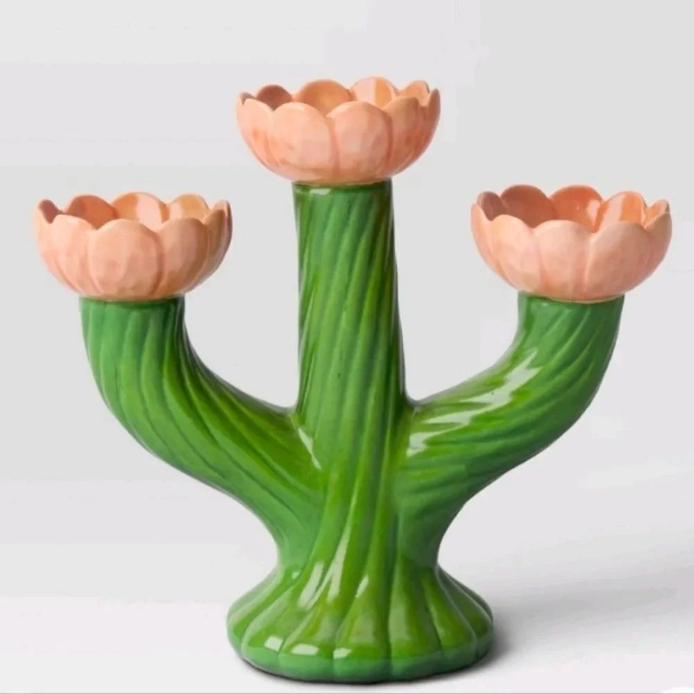 New Threshold Spring Easter Summer Flower Ceramic Candelabra